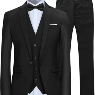 Men's Wedding Suit 3 Pieces Black